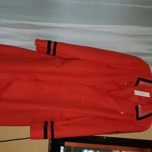 Unisex red full length sailor pea coat